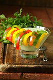 Vegetable appetizer yoghurt dip with bell peppers