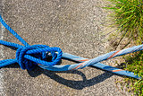 Blue Rope And Knot On asphalt Background