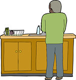 Man Doing Dishes