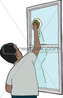 Man Cleaning Window