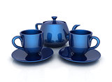 3d cups and teapot 