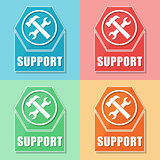 support with tools sign, four colors web icons