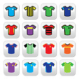 Football or soccer jerseys colorful buttons set