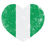 Nigeria retro heart shaped flag