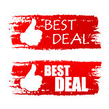best deal with thumb up sign, red drawn labels