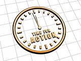 time for action in golden clock symbol