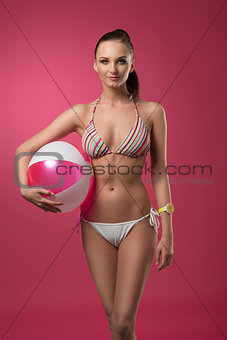 bikini girl with beach ball 