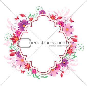Background with red and pink flowers