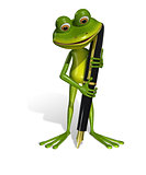 frog with a pen