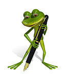 frog with a pen