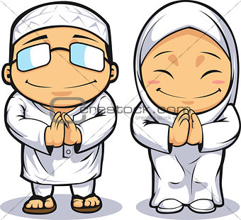 Cartoon of Muslim Man & Woman