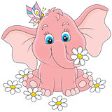Little elephant with flowers