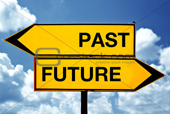 Past or future, opposite signs