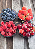 Fresh cherry, strawberry, blueberry and raspberry