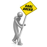 Man with goal ahead road sign