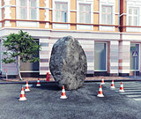 meteorite l on a city street