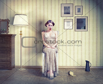woman in the vintage interior