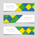 Abstract geometric banners in Brazil flag colors. Vector illustration.