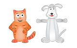 dog and cat vector cartoon