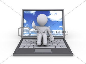 Person with laptop showing the sky