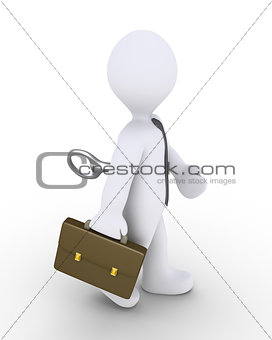 Winded up businessman is walking