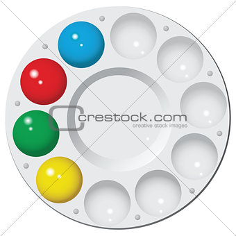 Round palette with water color