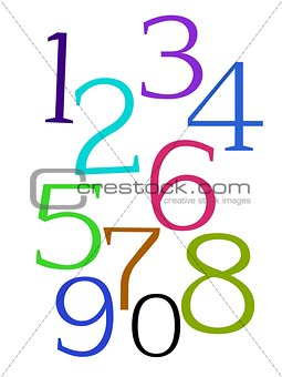 Multicolor numbers on a white background