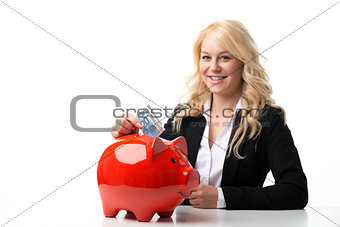 Women with piggy bank