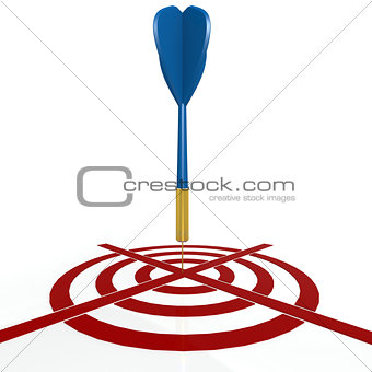 Dart board with blue dart