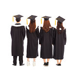 graduate students standing a row. isolated on a white 