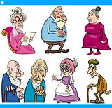 seniors people set cartoon illustration