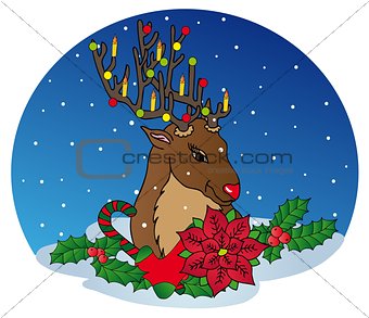 Reindeer with Xmas decoration