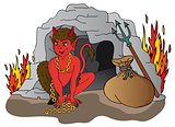 Devil outside cave
