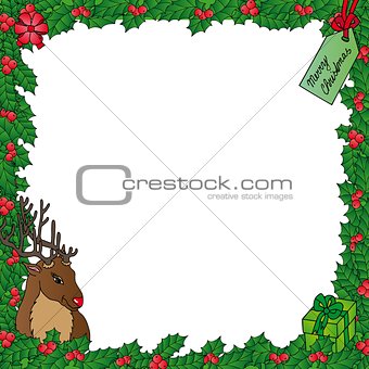 Mistletoe frame with reindeer