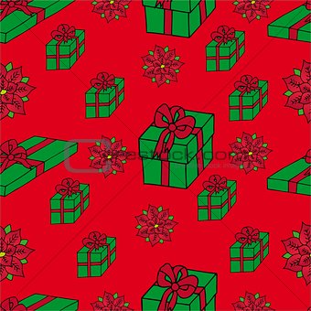 Seamless background Xmas gifts