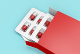 Capsules in red box