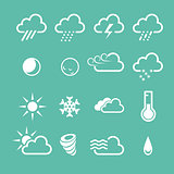 Simple forecast  weather icons - sunny, foggy and snowy clouds