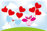 Valentine day lovely owls greeting card