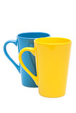 yellow and blue mug 