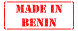 Made in Benin - inscription on Red Rubber Stamp.