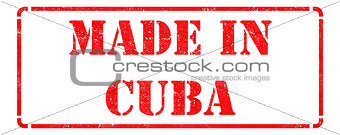 Made in Cuba - inscription on Red Rubber Stamp.