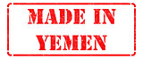 Made in Yemen - inscription on Red Rubber Stamp.