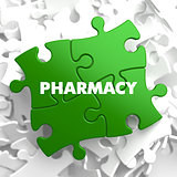 Pharmacy - Concept on Green Puzzle.