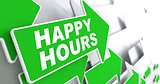 Happy Hours on Green Direction Arrow Sign.