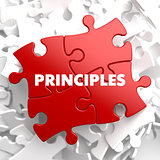 Principles - Concept on Red Puzzle.