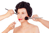Makeup Arists Preparing Model for Photo Shoot 