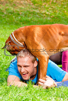 Happy Young Man with Dog
