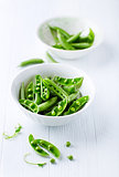 Organic Green Pea Pods in a Bowl