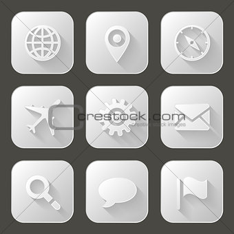 Set of icons with long shadow