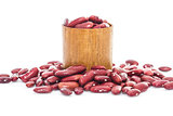 Kidney  beans in wood cup on white background